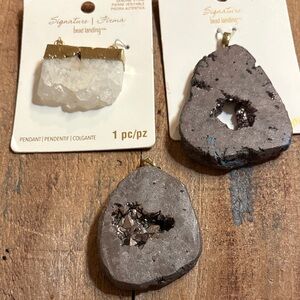 Bead landing Geode Pendants